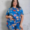 pijama estampada con tucán color azul