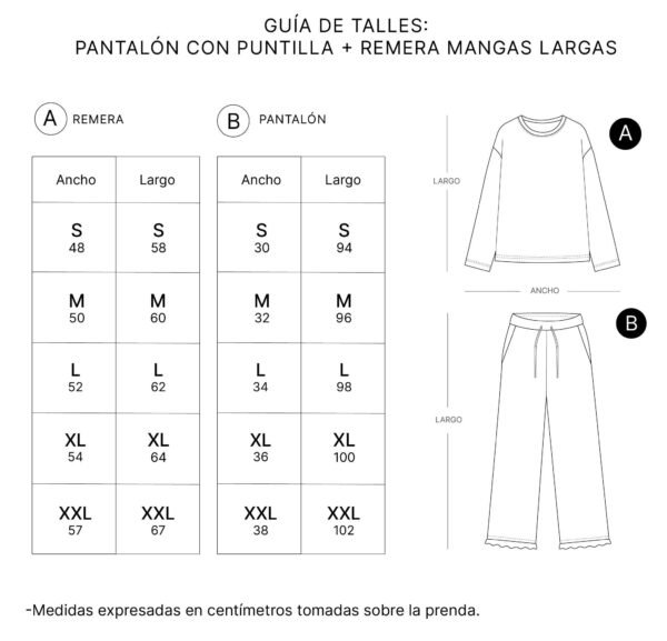 talle pantalon con puntilla